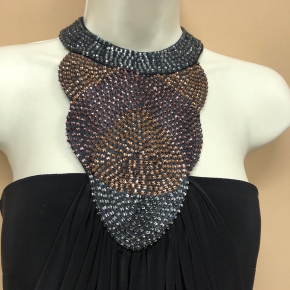 CACHE Evening Dress Gown formal Beaded Halter Neckline - Picture 4 of 7